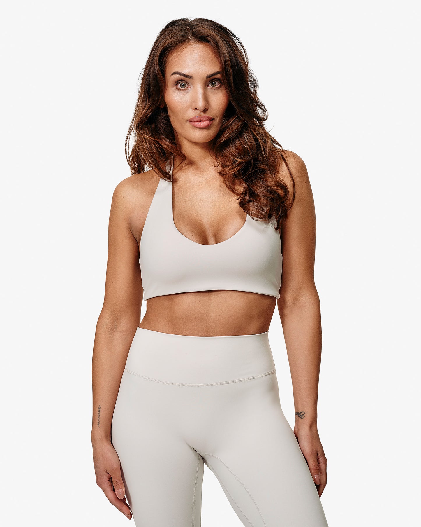 Essence Sia Sports Bra, White, Front Side.