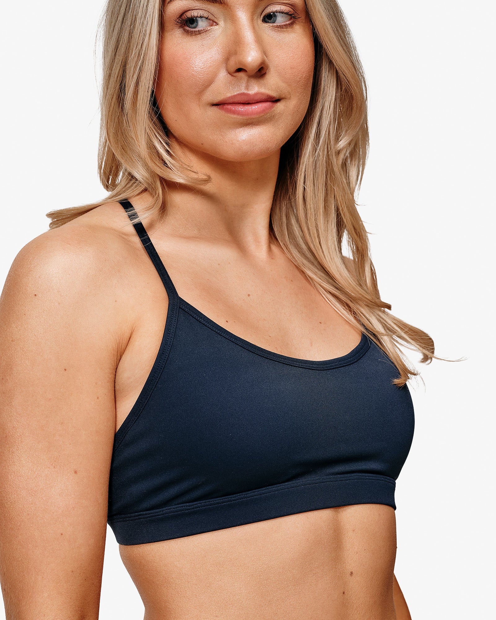 Essence Eda Sports Bra, Blue, Close-Up.