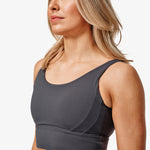 Hero Ace Sports Bra, Grey, Close-Up.