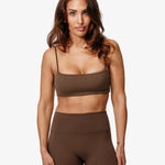 Essence Tess Sports Bra, Brown, Front Side.