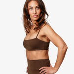 Essence Tess Sports Bra, Brown, From The Side.