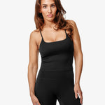 Lua Tank Top, Black, Front Side. 